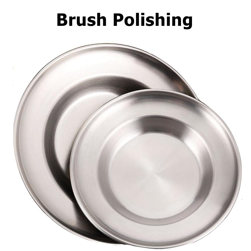 1PC Stainless Steel Plate 8in Ultra-Portable Dinnerware Metal Dinner Plates for Kids Toddlers Grate for Outdoor Camping Picnic