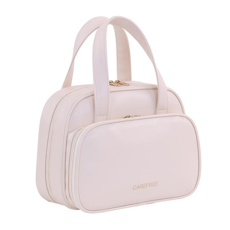 Dual Zone Makeup Bag With Pu Material For Travel And Daily Use