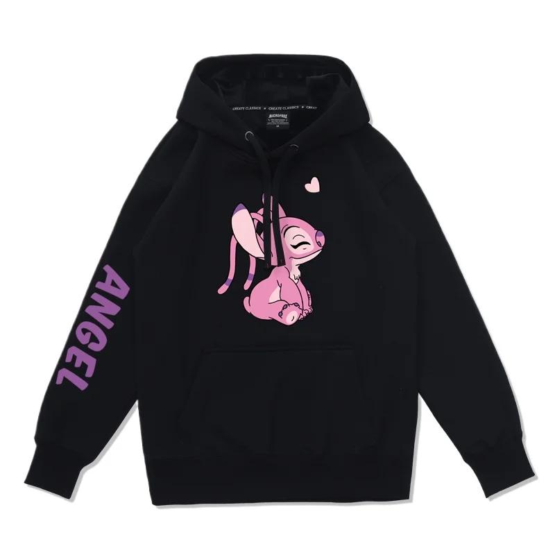 Disney Stitch Cartoon Couple Hoodie for Women Loose Hooded Pullover for Men and Women Autumn Winter Fashion Simple Campus Wear