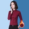 Women's Fleece-Lined Long-Sleeve Shirt: New Autumn/Winter Style, Thick & Warm Base Layer, Professional Formal Wear