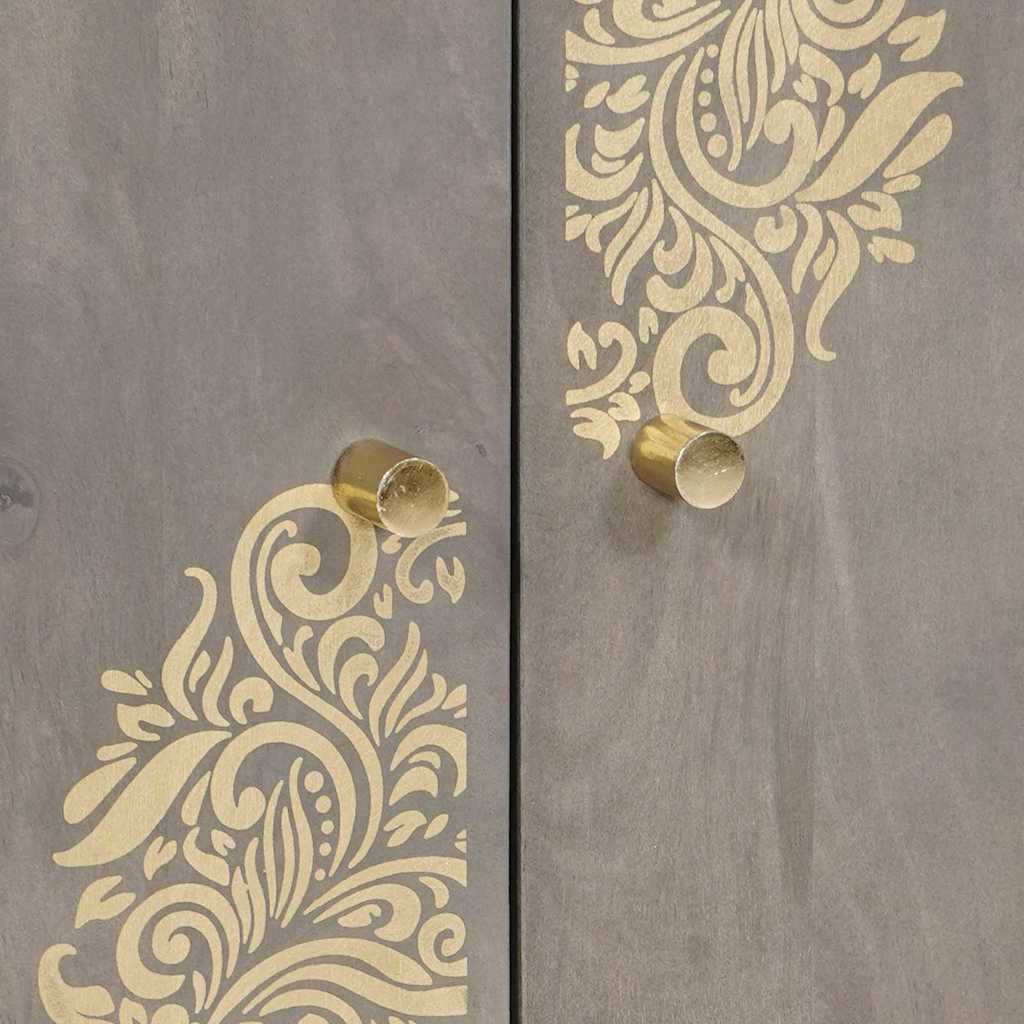 Sideboard Gray and Gold 60 x 33 x 75 cm Solid Mango Wood