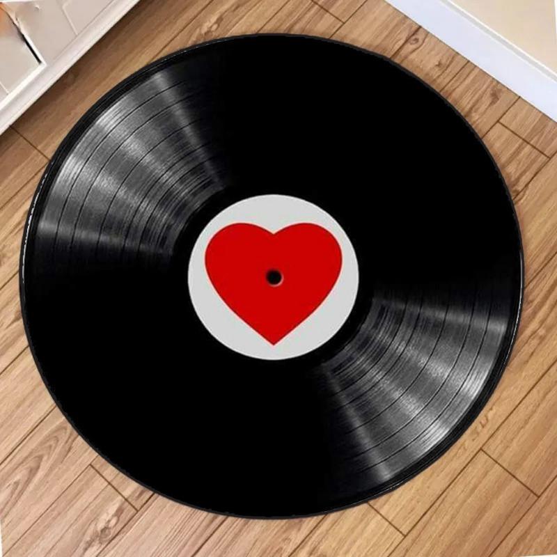 Vinyl Record Design Round Carpet Music CD Circle Children Play Mat Living Room Decoration Home Bedroom Sofa Hallway Area Rugs
