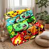 Pokémon Printed Flannel Throw Blanket Soft Warm Lightweight All Season Blanket for Sofa Bed Camping Home Decor Holiday Gift
