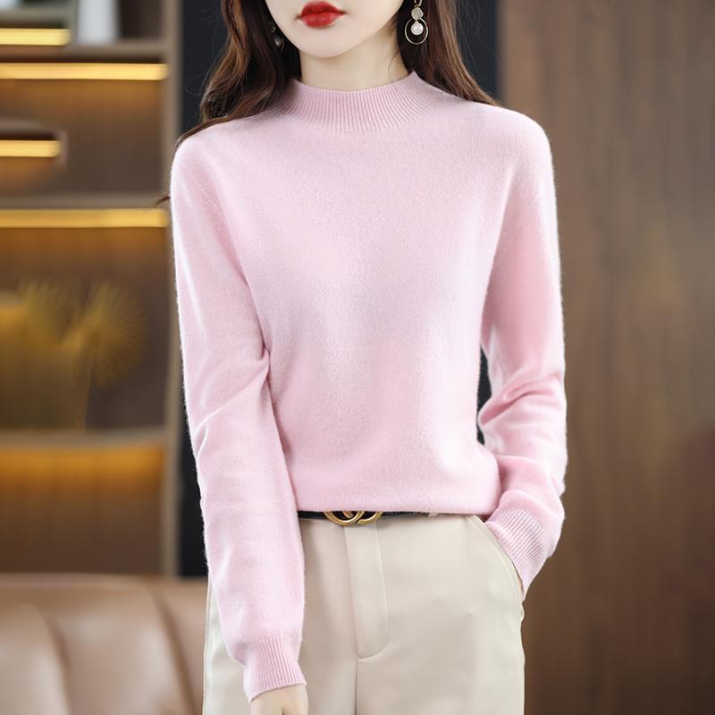 Women's Cashmere Half-Turtleneck Sweater - Thick, Loose, All-Match Wool Knit Pullover for Autumn and Winter
