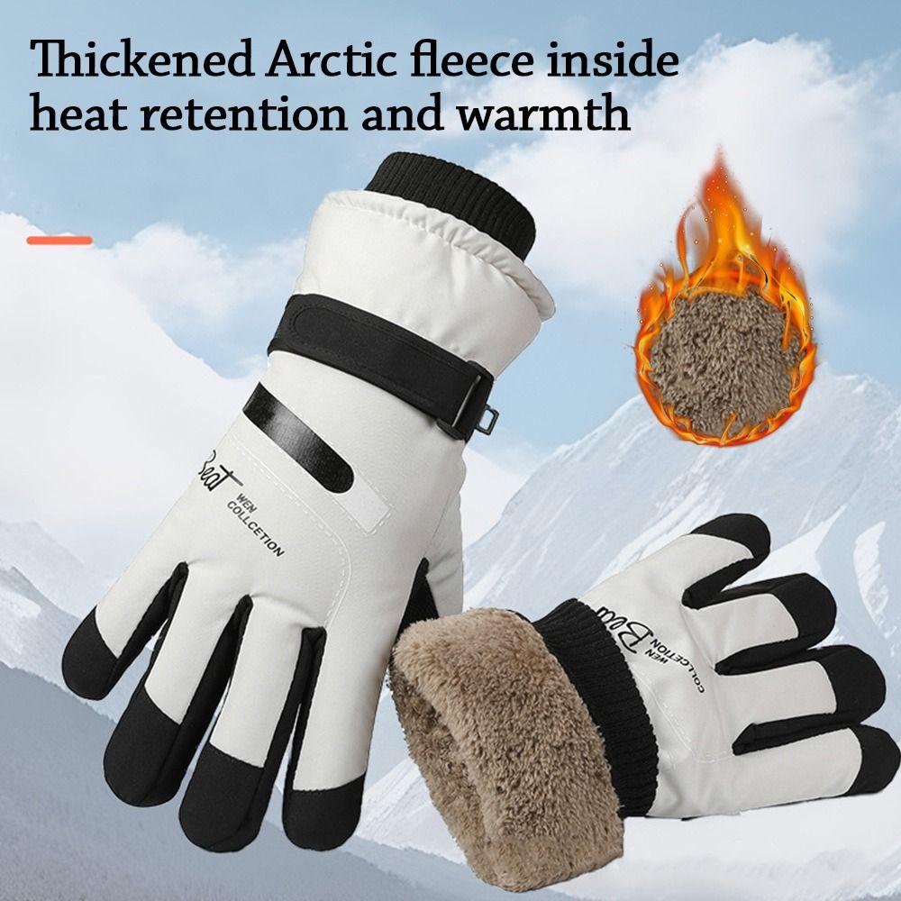Fashion Warm Winter Gloves Lining Fleece Thickened Thermal Snowboard Ski Gloves Nonslip Sport Cycling Gloves Driving