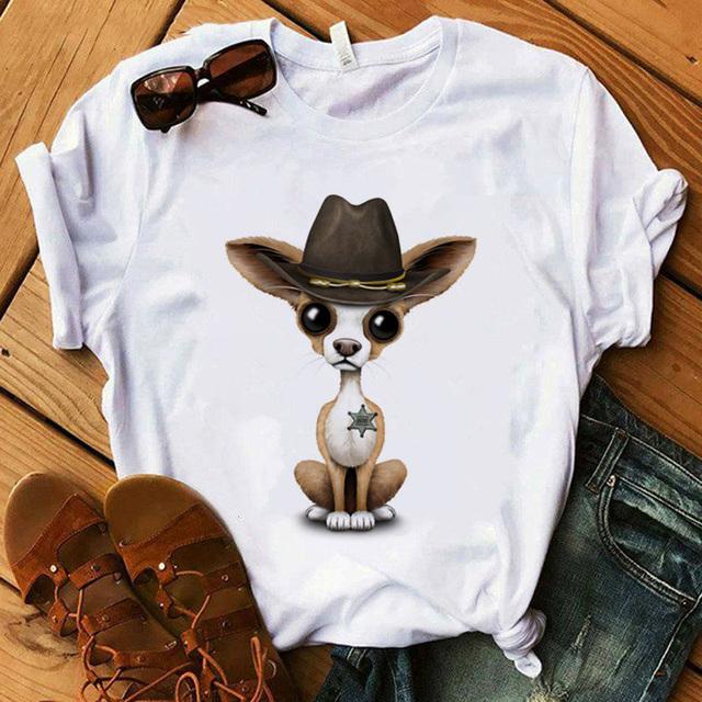 Zogankin Chihuahua Momma Print Dámské tričko Léto Nová móda Tričko Funny Dog Design Krásná dívka Tričko Tričko Femme