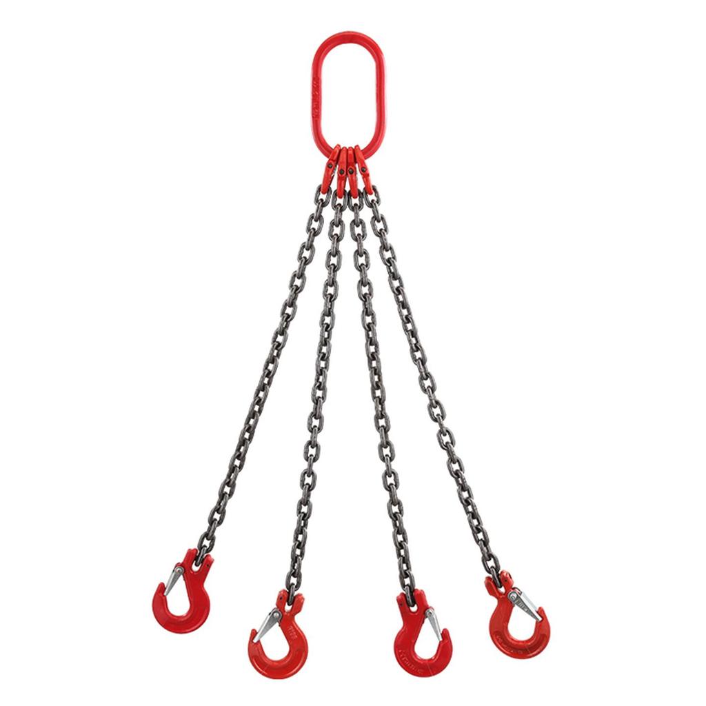 G80 Manganese Steel Hoist Chain Sling with Eye Hook - Single, Two, or Four Legs