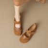 Women's Flats Leather Mary Jane Shoes Women's French Round Toe Flat Shoes Soft Sole Women's Shoes