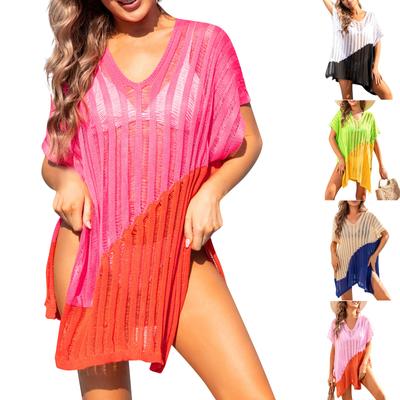Women's Sunscreen Splicing Hollow Out Bikini Beach Cover-Up