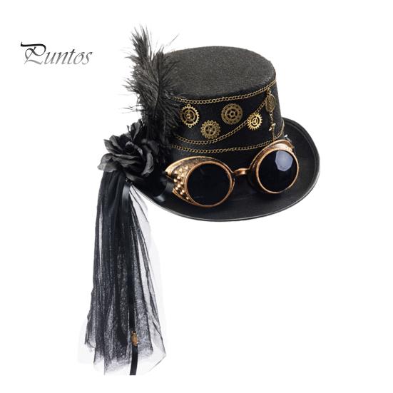 

Шляпа в стиле стимпанк, джазовые шляпы на Хэллоуин с очками для женщин и мужчин, праздничный костюм для косплея, реквизит, украшение для вечеринки чёрный