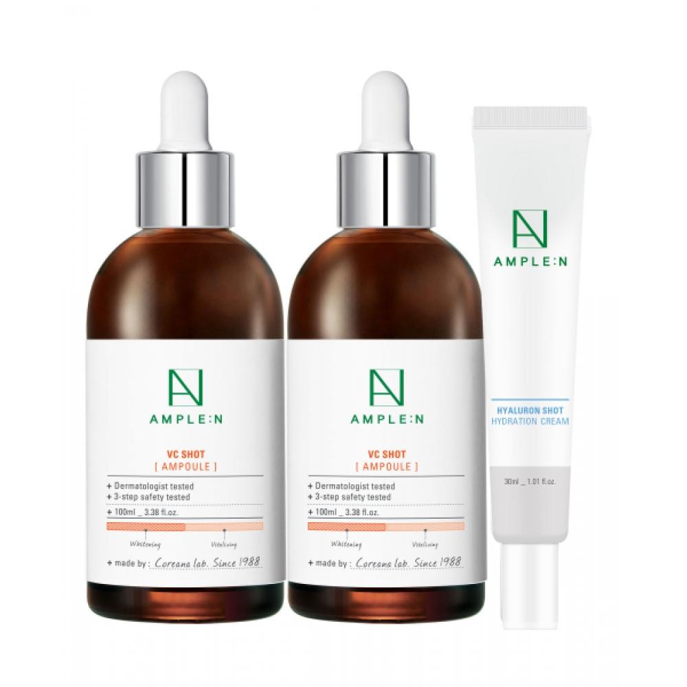 Amplen Vc Shot Ampoule 100ml 2pcs +hyaluronic Shot Moisture Cream 30ml none