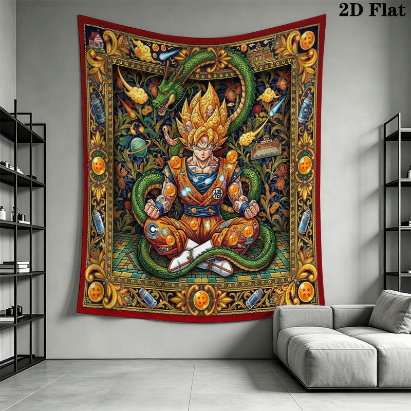 Dragon Ball Fusion Wall Tapestry Aesthetic Wall Hanging Printed Fabric Blanket Decorative Tapestries For Bedroom Living Room Home Decor