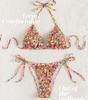 Floral Triangle Cup Three-Piece Swimsuit - Sexy Tie-Up Bikini Set In Stock