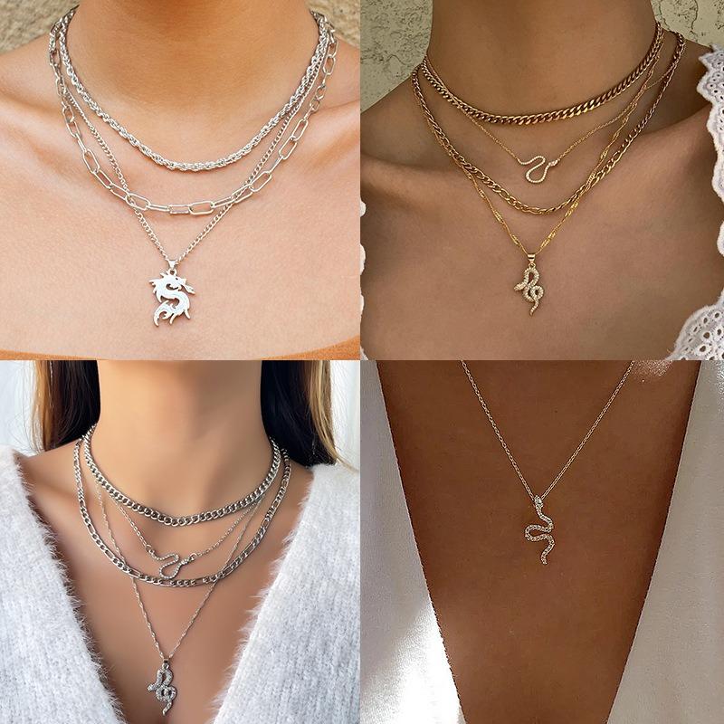 Snake Necklace Jewelry Summer Electroplating Personalized Fashion Retro Snake Pendant Sweater Chain Ladies