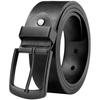 [maikun] Men's Belt, Large Size, Stylish Leather Belt, Long, Black, 125cm