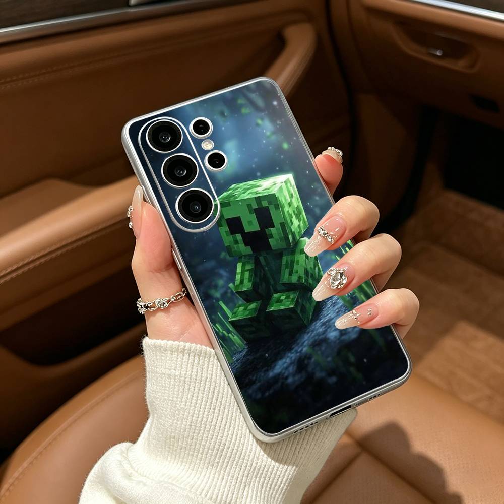 Green P-Pixel M-Monster C-Creeper Phone Case For Samsung S25,S24,S21,S22,S23,S30,Ultra,S20,Plus,Fe,Lite Transparent Cover Samsung S305G