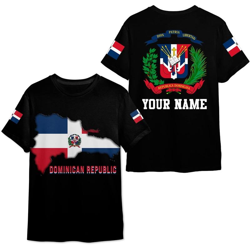 Den dominikanske republikk 3D-trykte T-skjorter for menn kvinner avslappet gate kort ermet topper pustende komfortable utendørssports-t-skjorter