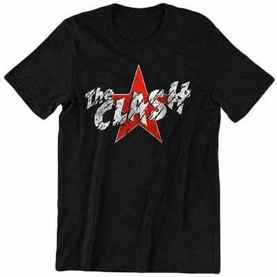 Punk Rock Band The Clash Korroderad Stavning Röd STJÄRNA T-shirt Ny