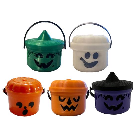 Halloween Kürbiseimer Miniaturdesign Kürbis Orange Eimer Mini Aufbewahrungsbehälter Festliche Halloween-Dekoration