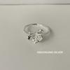 Su Chuang S925 Sterling Silver Adjustable Flower Ring for Women - Sweet, Luxurious, Minimalist Style
