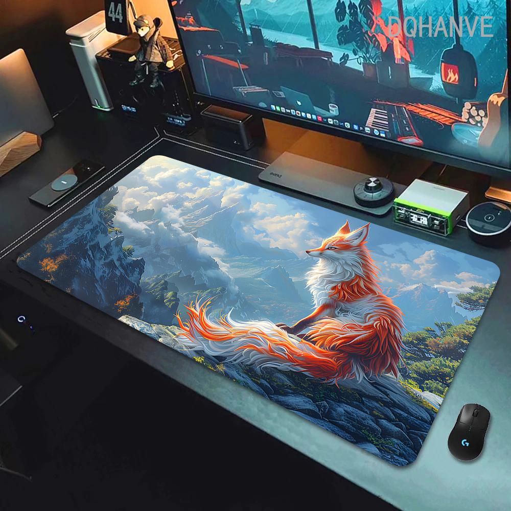 Fox Large Gaming Mousepad XXL Gamer Mouse Pad Office Long Table Accessories Mouse Mat Kawaii Desk Mat For Girl Decorates Bedroom