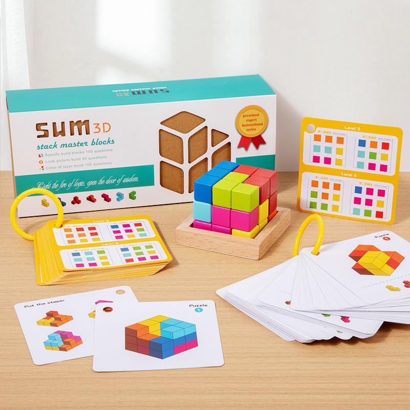 Wooden Geometric Brain Teaser Blocks For Kids Educational Toy