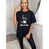 Oversized T Shirt Black Raccoon With Sunglasses And Peace Sign Print Casual Streetwear For Women