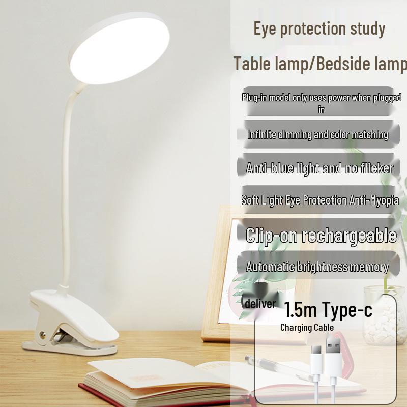 Clip-On Eye Protection Desk Lamp for Dorms and Student Bedrooms - Ideal for Reading and Anti-Myopia