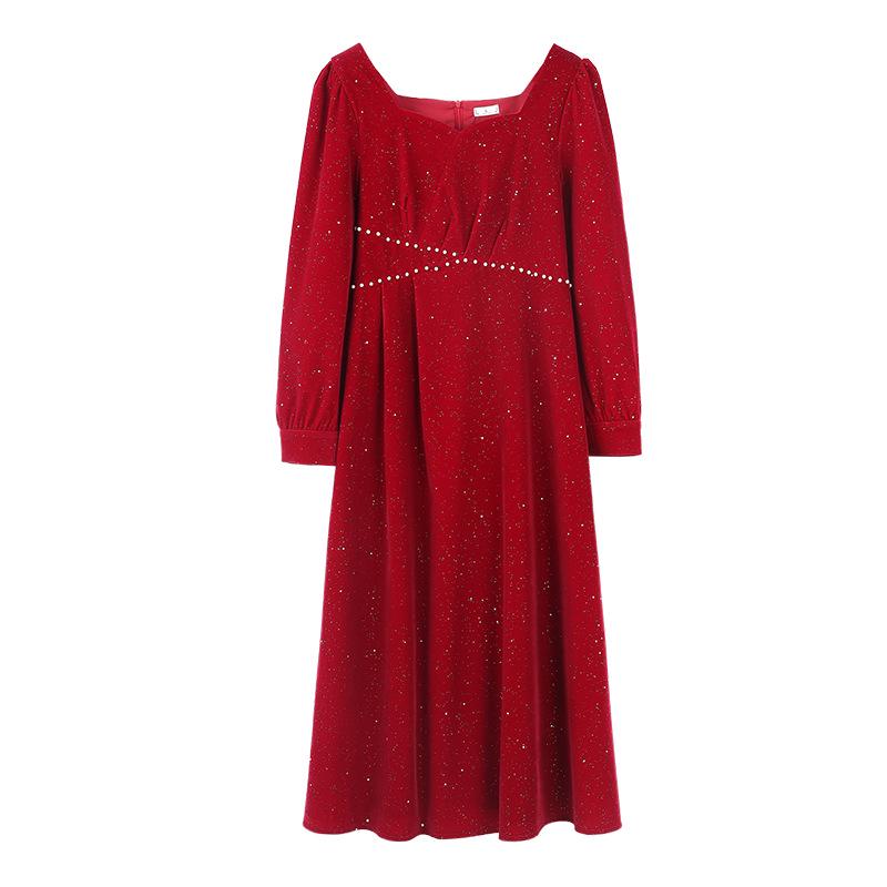 

Весна 2025 Корейский стиль Большой размер Шифоновое платье принцессы для женщин M 90-105 jin красный