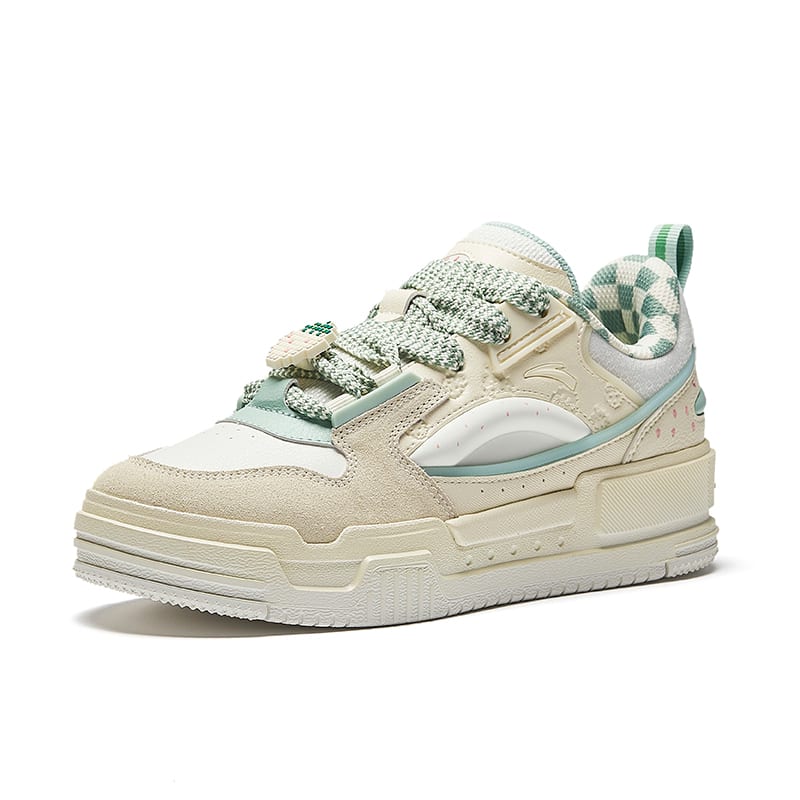 Anta Mild Sugar Slip Resistant Height Increasing Low top Skateboard Shoes Women's Ecru 922348001-10