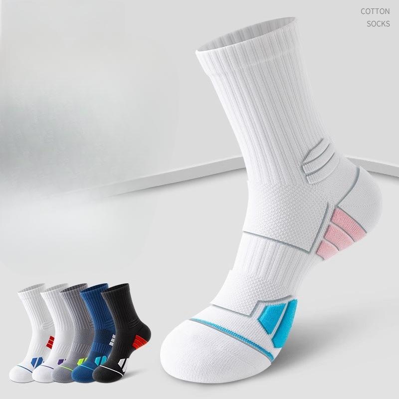 Men's Mid-calf Basketball Socks for Spring and Summer, Thickened Towel Bottom, Long Calf, Professional Sports for Teenagers' Practical Training