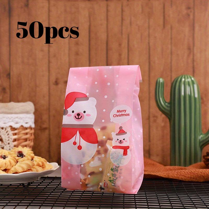 50pcs Cute Snowman Plastic Gift Bags Cookie Candy Packaging Bag Christmas Biscuits Packing Party Decoration Navidad 2025