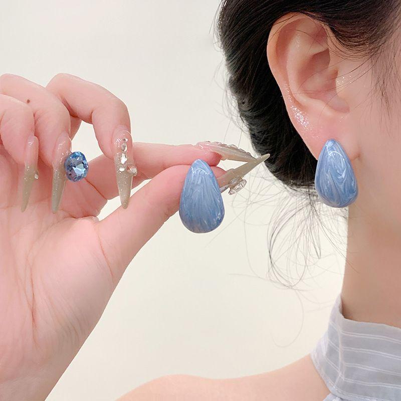 

Серьги-полукольца с подвесками в виде точек заварного крема, капель масла, изящные серьги, милые серьги-пусеты для женщин, весна и лето, новинка 2025 Blue quicksand earrings