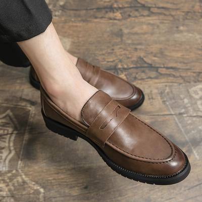 Pointed Leather Shoes Men's Spring and Autumn Pedal Retro Foot Cover Lazy Casual Height Increase Men's Shoes