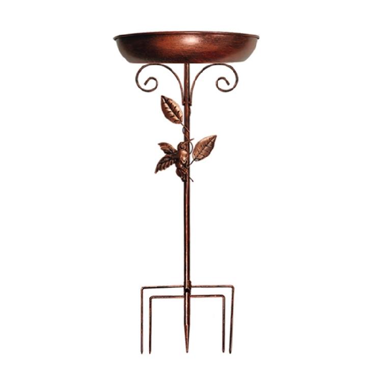Weatherproof Metal Bird Bath for Patios and Gardens Featuring a Unique Bird and Leaf Design