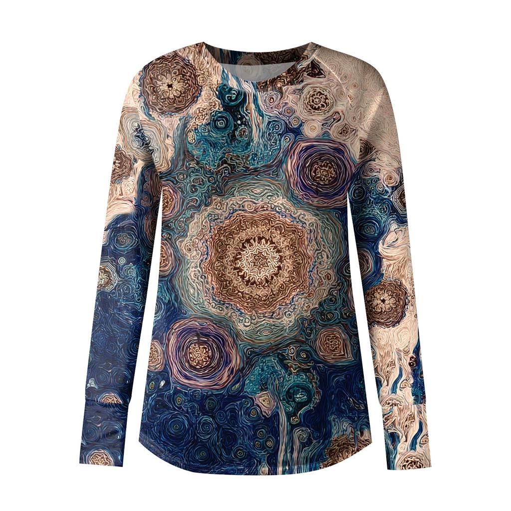 Womens Oversized Sweatshirt Graphic Sweater Long Sleeve Drop Shoulder Round Shirt Tops Vintage Clothes