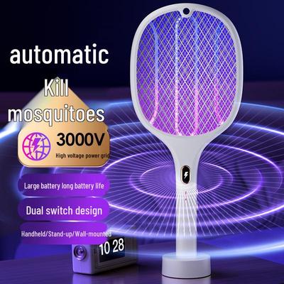 Rechargeable 3-in-1 Electric Mosquito Swatter & Lure Lamp with Lithium Battery