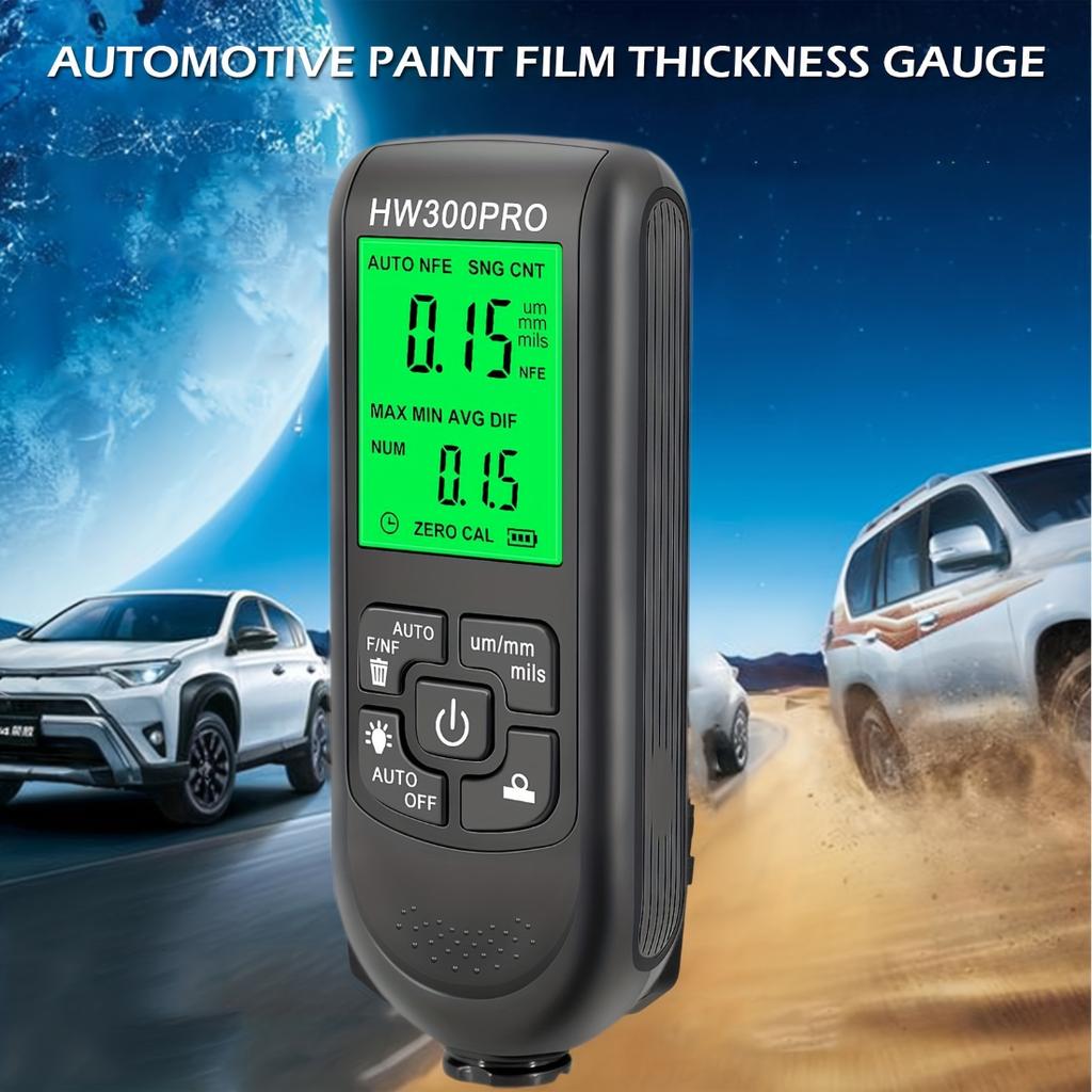 HW-300PRO Car Paint Thickness Gauge, 0-2000UM Fe&NFe Coating Tester, High Precision Automatic Detection, Auto Repair Inspection Tool