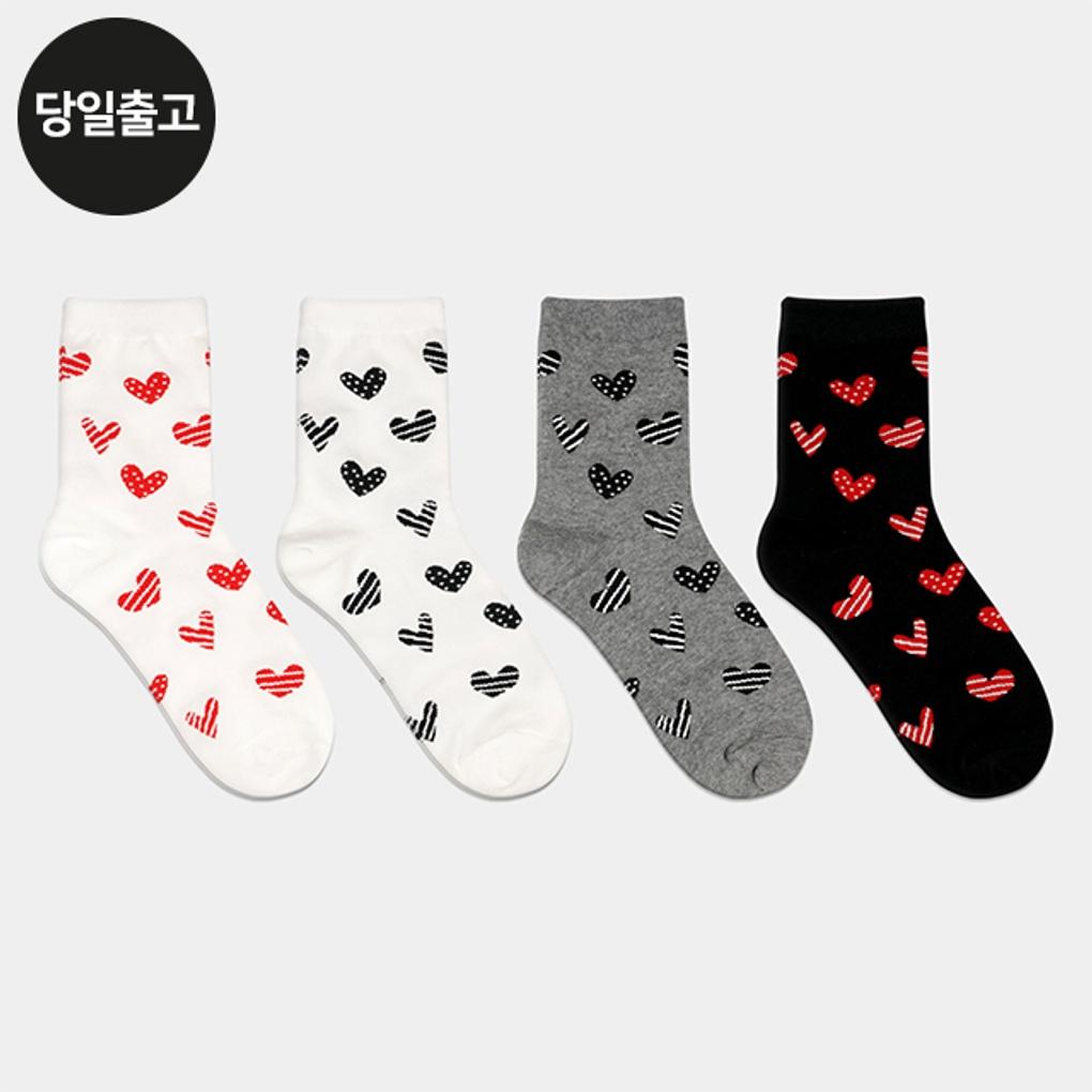 

PG Women s/Student Love Heart Mid-Calf Socks (5 Pairs) Set Daily Student Girls Fashion