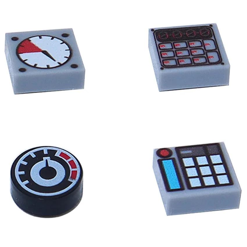 Ungiftige Bedruckte 2x2 1x1 1x2 3069 3039 Messgeräte Bedienelemente Center Radarbildschirm Tastatur Muster Fliese Schräge Bausteine Ziegel Stadt Moc Teil