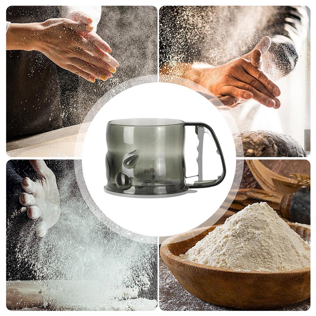 Baking Sifter Fine Mesh Semi-Automatic Powdered Sugar Shaker Dust Sifter Kitchen Flour Colander For Home Kitchen Restaurants