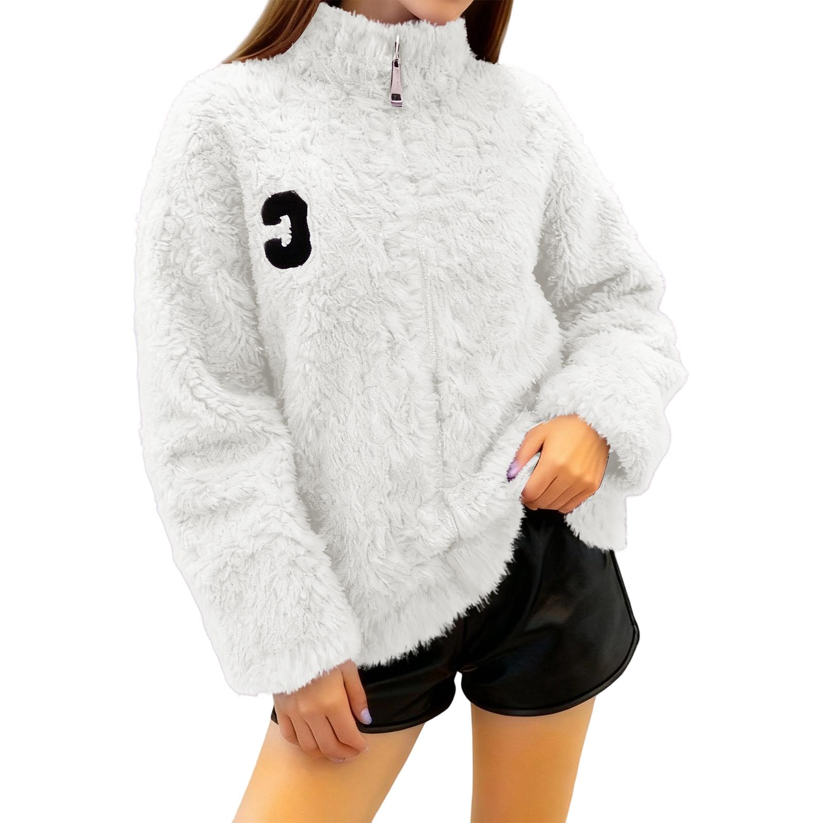 

Женское модное и повседневное пушистое пальто с длинными рукавами XL белый