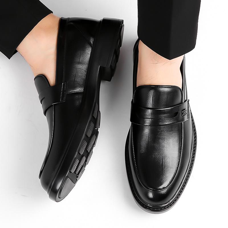 Leather Shoes Men's New British Soft Bottom Men's Leisure Slip On Business Formal Wear Shoes