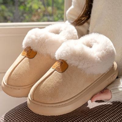 Bag Heel Cotton Shoes for Women In Autumn and Winter, Warm Home, Thick Soled Plush Cotton Slippers for Women Wearing Snow Boots