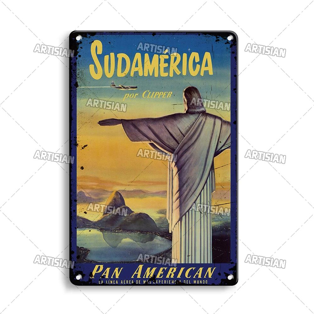 Nostalgic Brazil Metal Poster Vintage Travel Metal Tin Sign Decorative Plate Home Bar Studio Wall Decor Metal Plaque