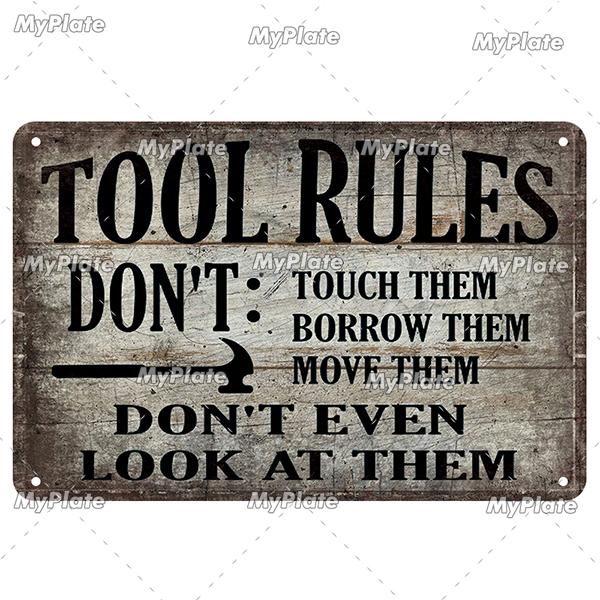Vintage Tool Rules Retro Plaque Tin Sign Man Cave MOTOR OILS Metal Sign Wall Decor For Garage TIRES Plate Car Service Poster