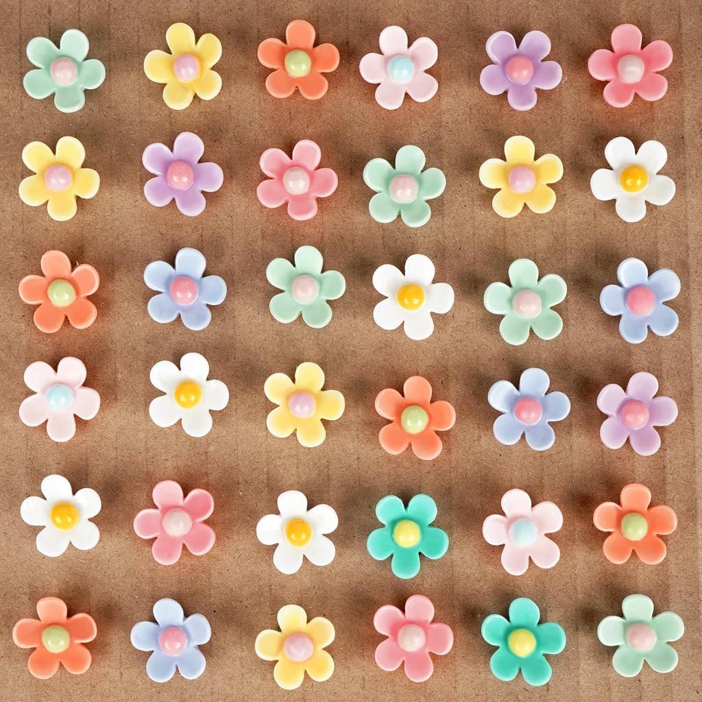 40 PCS Decorative Push P, Thumb Tacks for Bulletin Board, Cute Thumbtacks, Colorful Flower Pin Tacks for Cork Board Map Photo Poster Calendar
