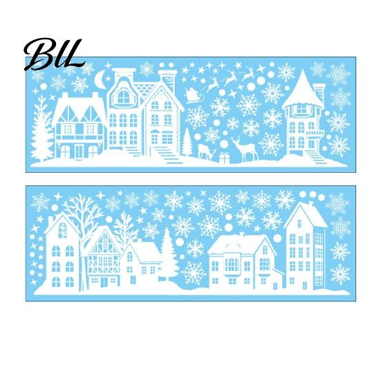 PVC Winter Scene Decorations 2Pcs Christmas Town Static Glass Sticker, Reusable Window Decal with Snowflake Decorative Film for Home Pattern,