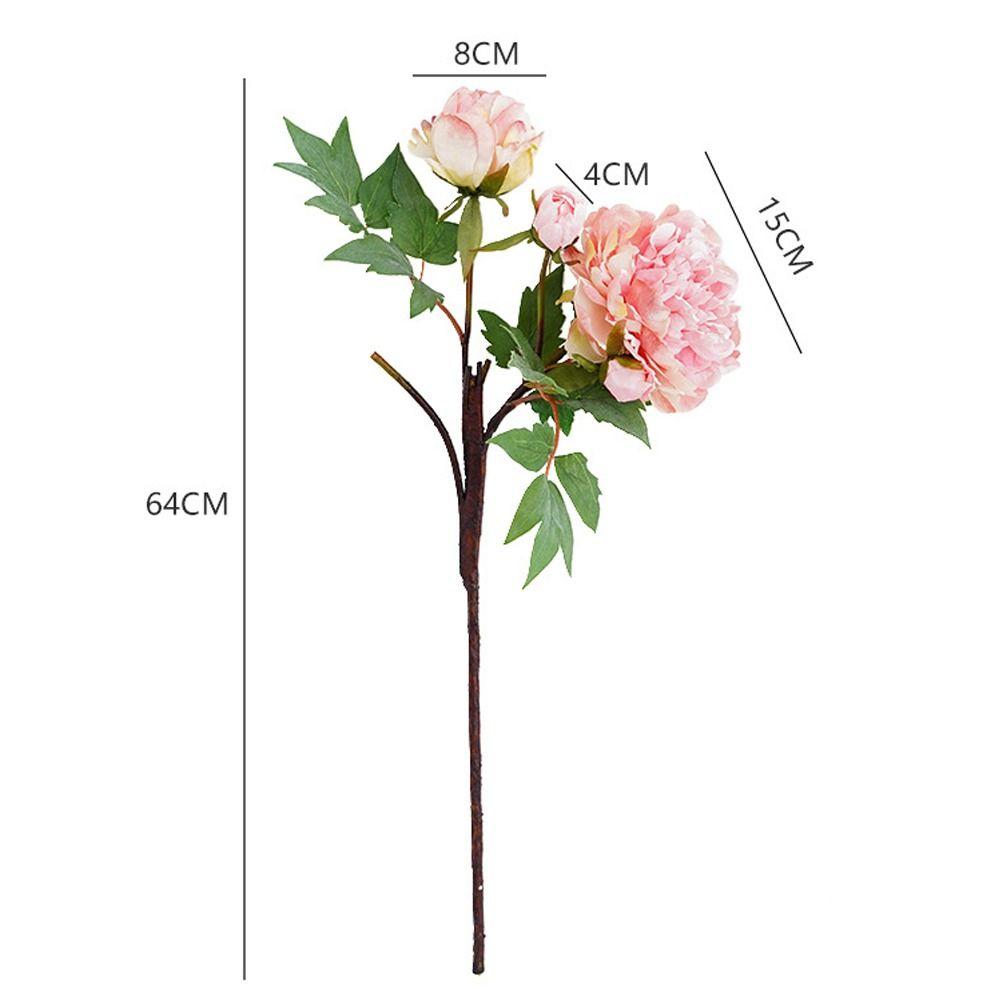 3 Heads Artificial Peony Flowers Bouquet Realistic Simulation Peony Wedding Party Decor
