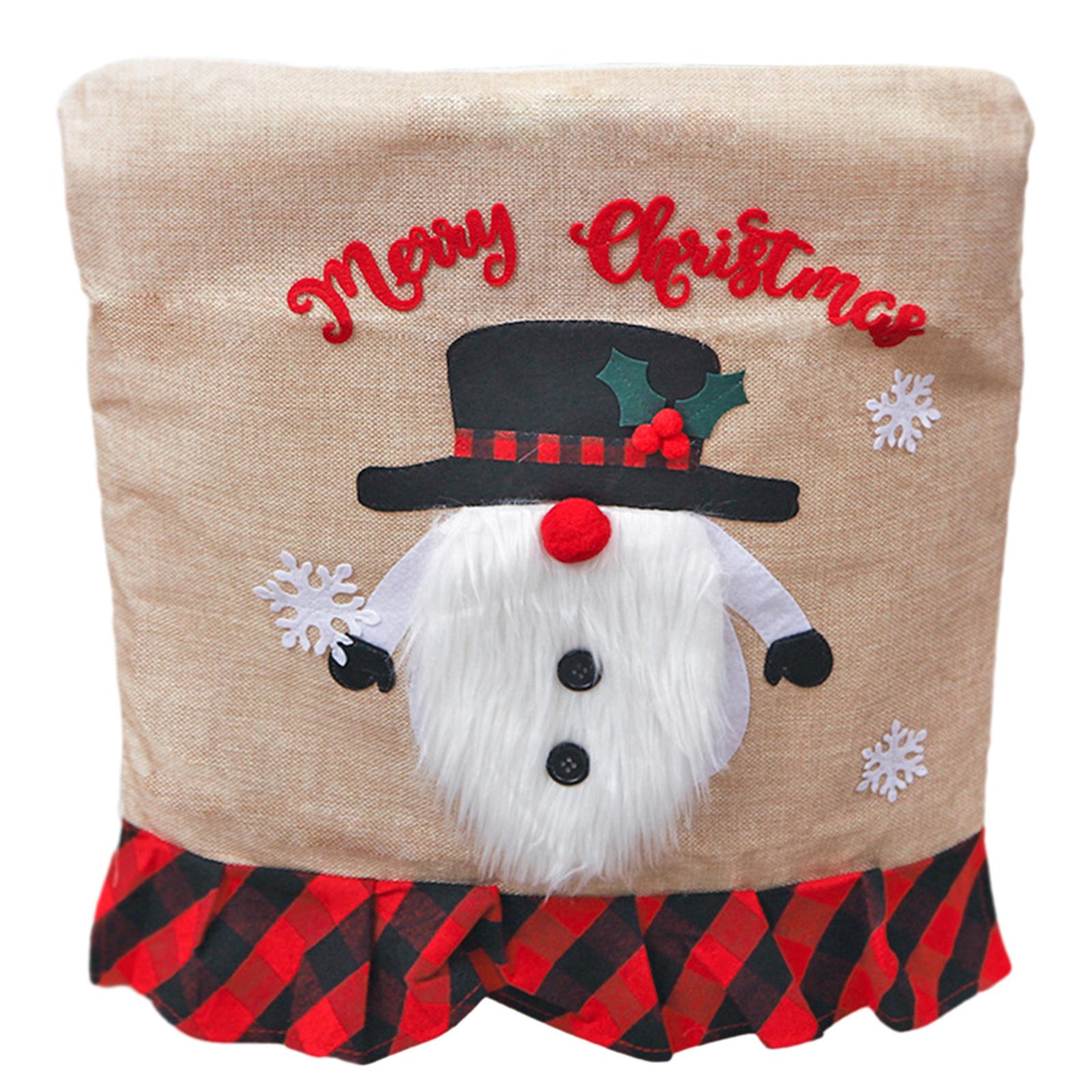 

Christmas Chair Covers Cartoon Santa Gnome Chair Back Decor for New Year Dining Slipcovers Dinner Banquet Holiday Party B